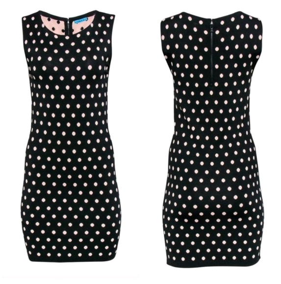 Alice + Olivia Marta sleeveless polka dot bodycon knit mini dress Size Large - Picture 5 of 11